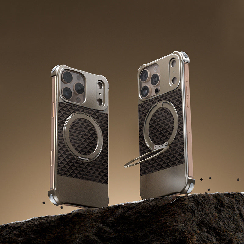 Armor King Bezel-less Leatherette Back Air Cushion MagSafe Metal Case Cover