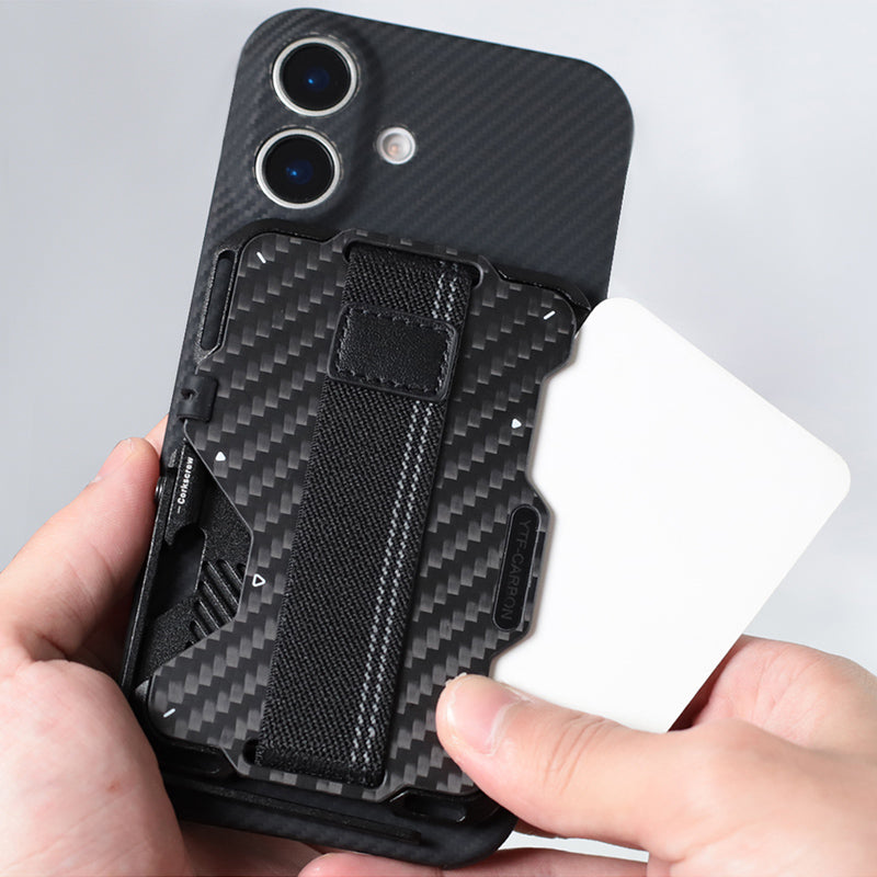 Armor King Magnetic Multi-Tool Metal Wallet Carbon Fiber Cover Card Holder