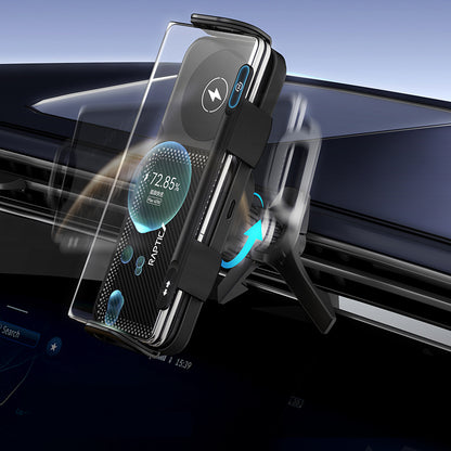 X-Doria Raptic Smart Rotation Kevlar Car Mount Foldable Phone Holder 15W Wireless Charger