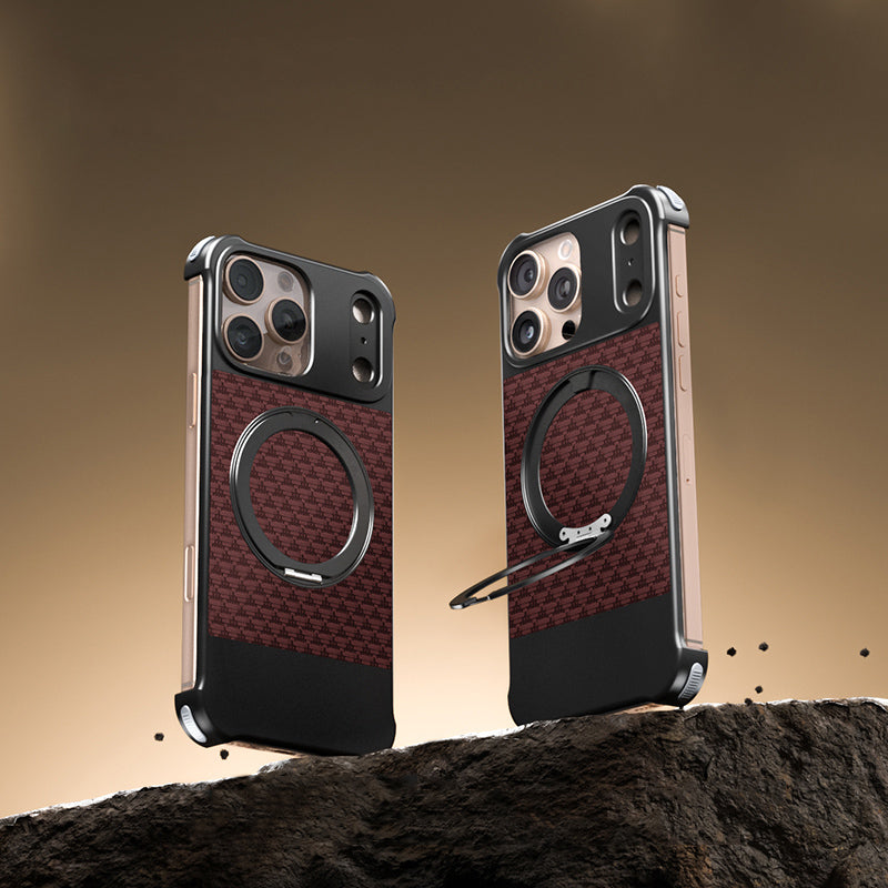 Armor King Bezel-less Leatherette Back Air Cushion MagSafe Metal Case Cover