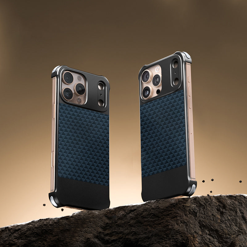 Armor King Bezel-less Leatherette Back Air Cushion MagSafe Metal Case Cover