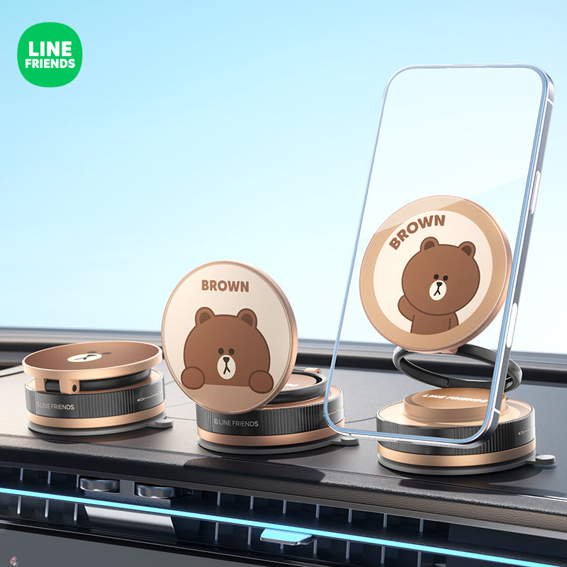 Line Friends Vacuum Suction Magnetic Folding Mount Phone Holder Navigation Bracket
