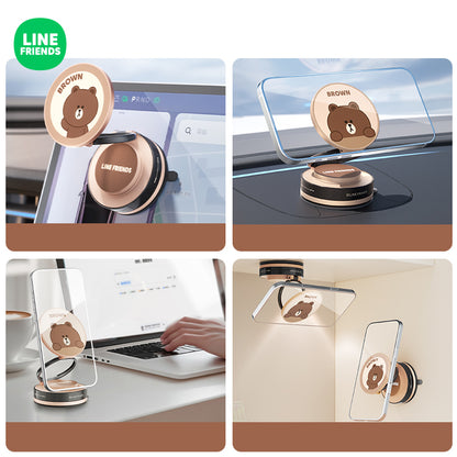 Line Friends Vacuum Suction Magnetic Folding Mount Phone Holder Navigation Bracket