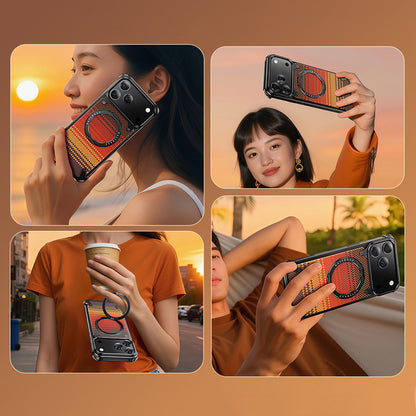 Oatsbasf MagSafe Pivot Ring Stand Air Cushion Artistic Carbon Fiber Texture Back Metal Case Cover