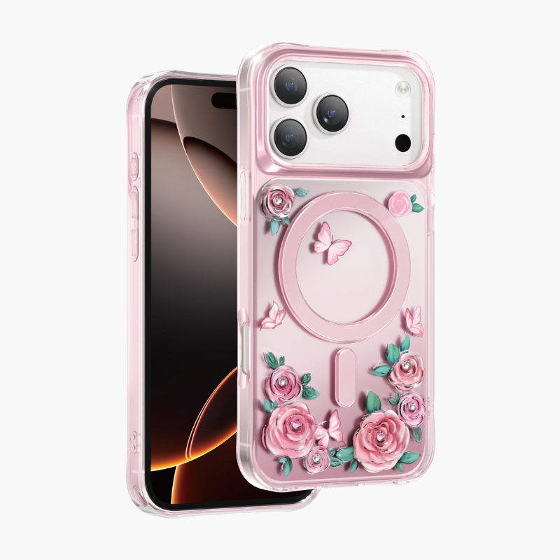 Keephone RoseLand MagSafe Military-grade shockproof Crystals 3D Case Cover