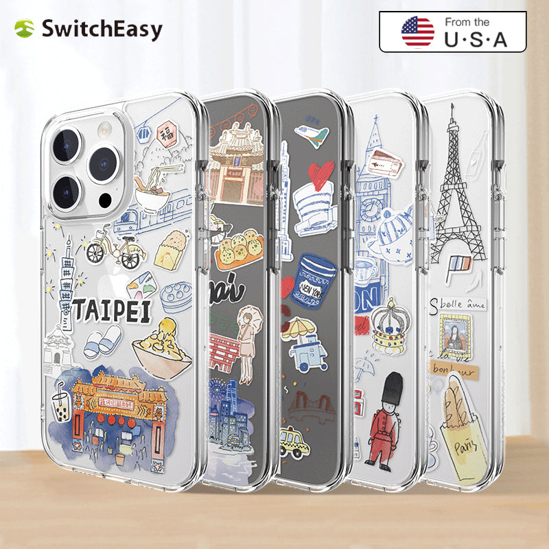 SwitchEasy City Hand-drawn Print AirBarrier Shockproof Clear Case Cover
