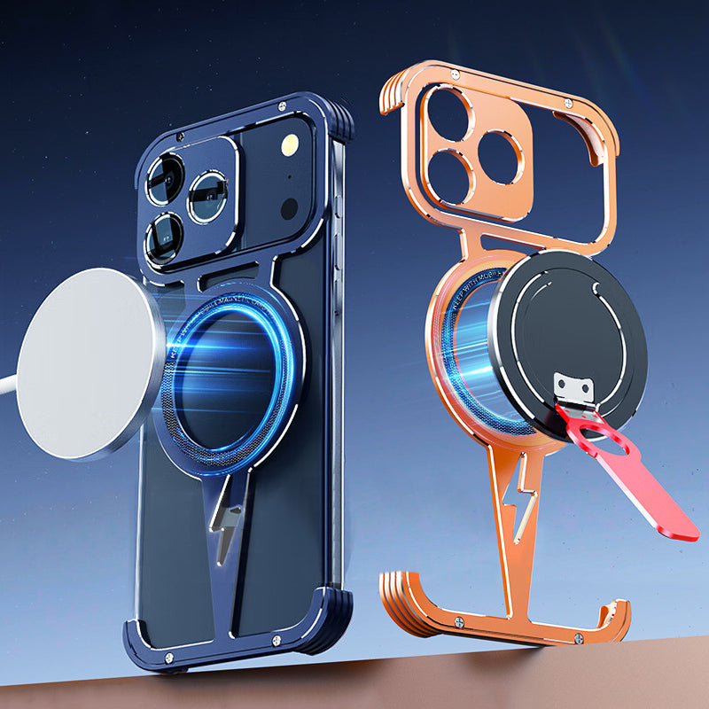 iy Bicolor Thor MagSafe Air Cushion Shockproof Kickstand Metal Case Cover