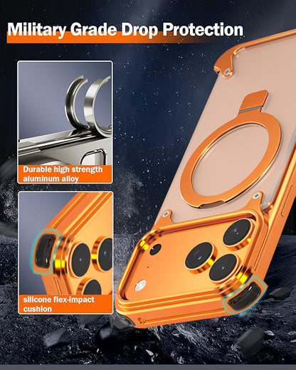 Oatsbasf MagSafe Pivot Ring Stand Air Cushion Metal Case Cover