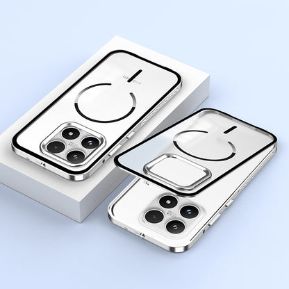 Armor King MagSafe Elastic Buckle Heat Dissipation Metal Bumper Frosted Acrylic Back Case Cover