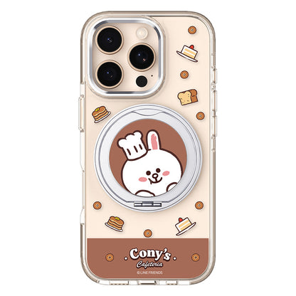 Line Friends MagSafe Pivot Ring Stand Shockproof Transparent Case Cover