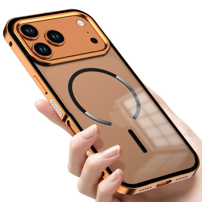 Armor King MagSafe Elastic Buckle Heat Dissipation Metal Bumper Frosted Acrylic Back Case Cover