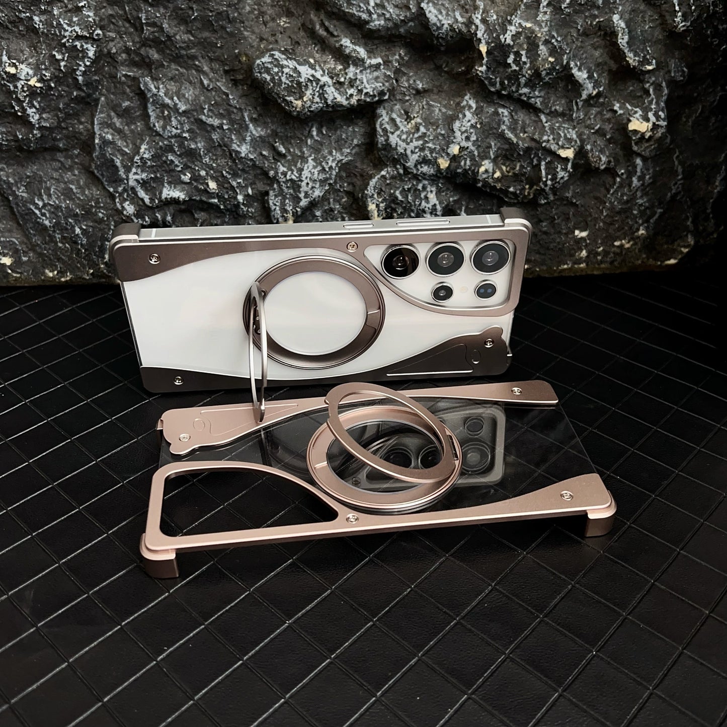 Armor King Stoat Bezel-less MagSafe Transparent PC Back Shockproof Metal Case Cover