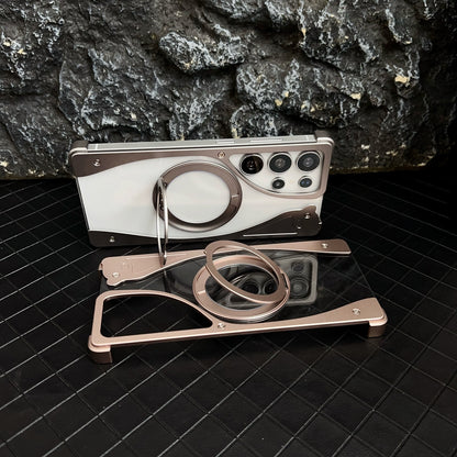 Armor King Stoat Bezel-less MagSafe Transparent PC Back Shockproof Metal Case Cover