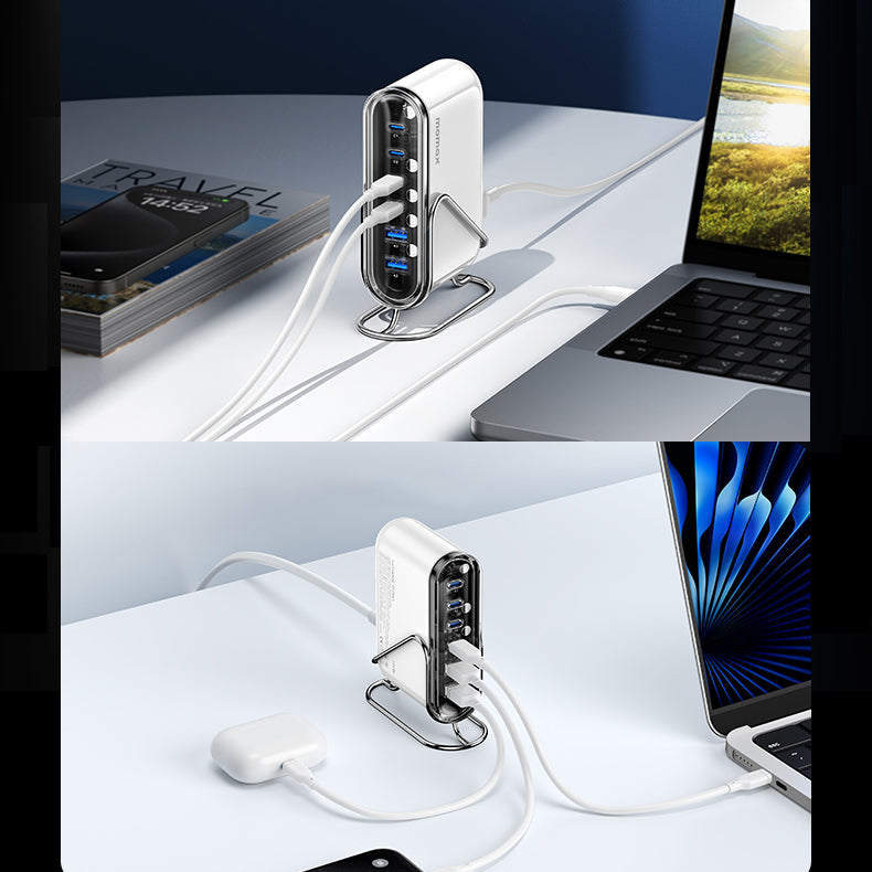 MOMAX 1-Charge Flow+ 120W USB-C & USB-A 6-Port GaN Desktop Charger