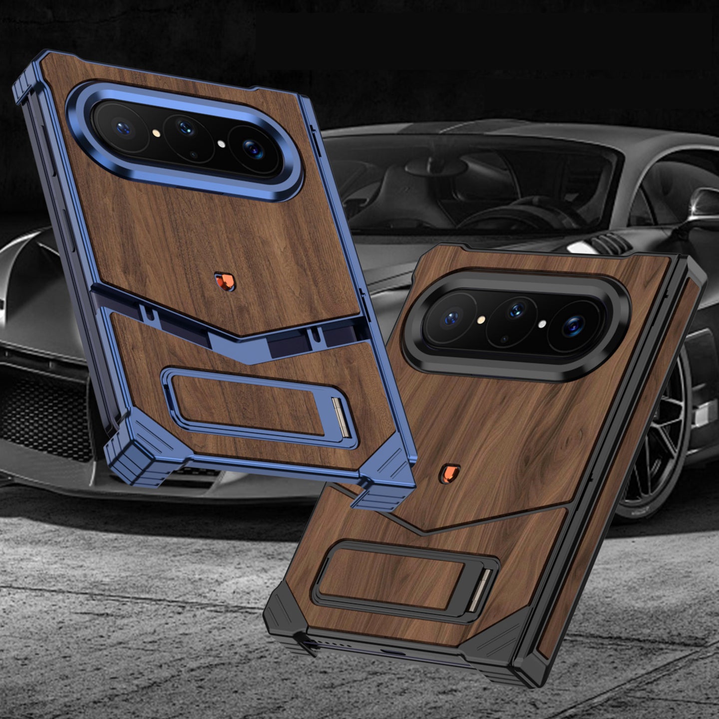 Armor King Supercar MagSafe Pivot Ring Stand Elastic Buckle Frameless Metal Case Cover