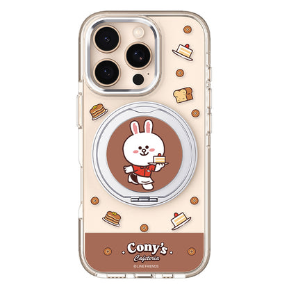 Line Friends MagSafe Pivot Ring Stand Shockproof Transparent Case Cover