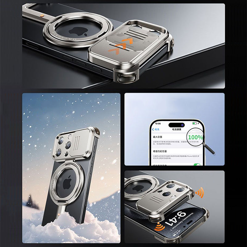 Oatsbasf Hidden π MagSafe Pivot Ring Stand Air Cushion Metal Case Cover