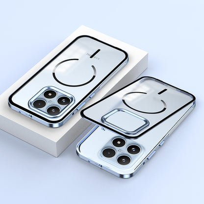 Armor King MagSafe Elastic Buckle Heat Dissipation Metal Bumper Frosted Acrylic Back Case Cover