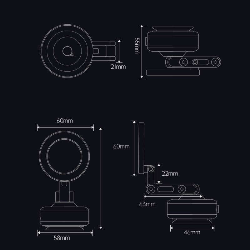 Armor King Electric Vacuum Suction Magnetic Phone Mount 3-Axis Foldable Car Navigation Bracket