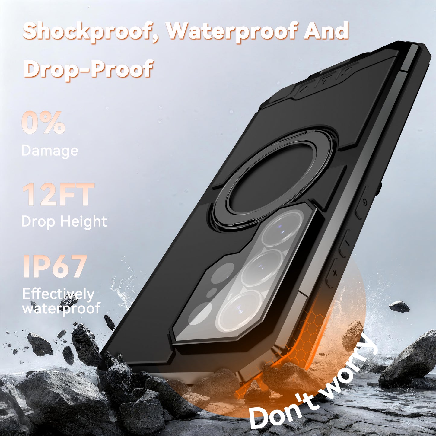 R-Just Kickstand IV MagSafe Lens Protector IP67 Metal Outdoor Military Heavy Duty Case Cover