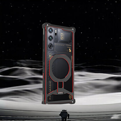 iy Bicolor Iron Palm MagSafe Aluminum Alloy Kickstand Shockproof Metal Case Cover