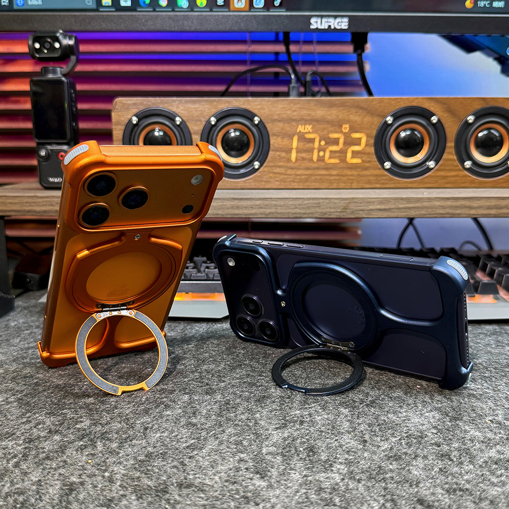 Armor King Trophy MagSafe Pivot Ring Stand Air Cushion Metal Case Cover