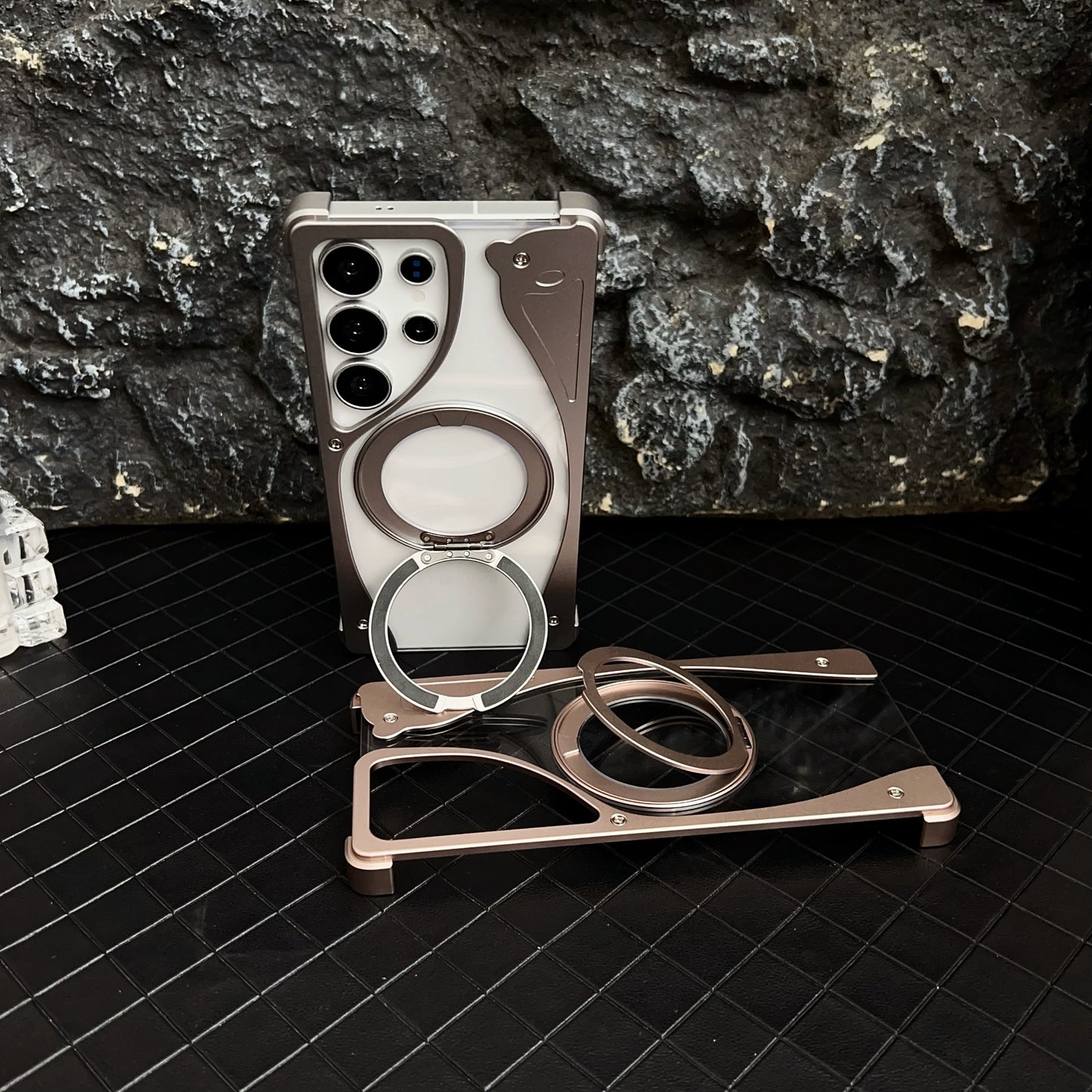 Armor King Stoat Bezel-less MagSafe Transparent PC Back Shockproof Metal Case Cover