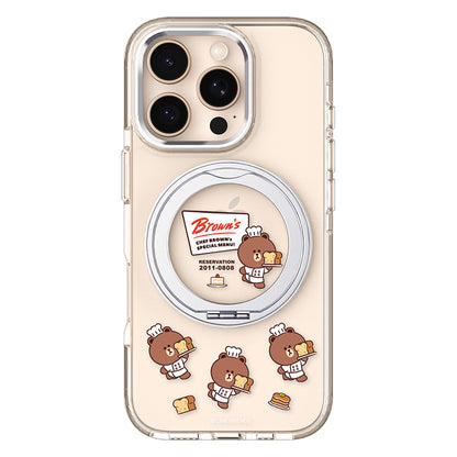 Line Friends MagSafe Pivot Ring Stand Shockproof Transparent Case Cover