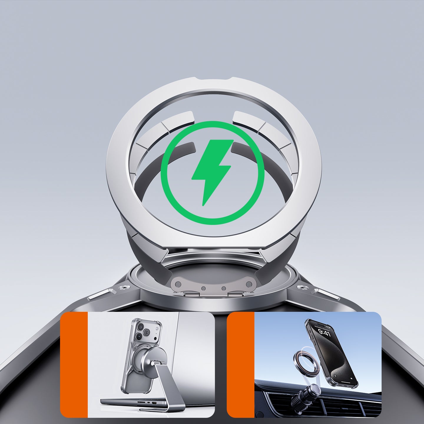 Armor King Alien X Frame MagSafe Pivot Ring Stand Air Cushion Metal Case Cover