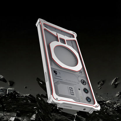 iy Bicolor Iron Palm MagSafe Aluminum Alloy Kickstand Shockproof Metal Case Cover