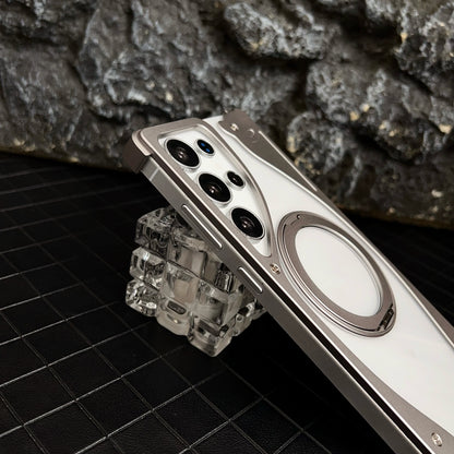 Armor King Stoat Bezel-less MagSafe Transparent PC Back Shockproof Metal Case Cover