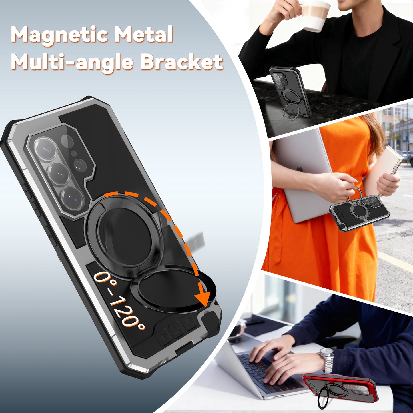 R-Just Kickstand IV MagSafe Lens Protector IP67 Metal Outdoor Military Heavy Duty Case Cover