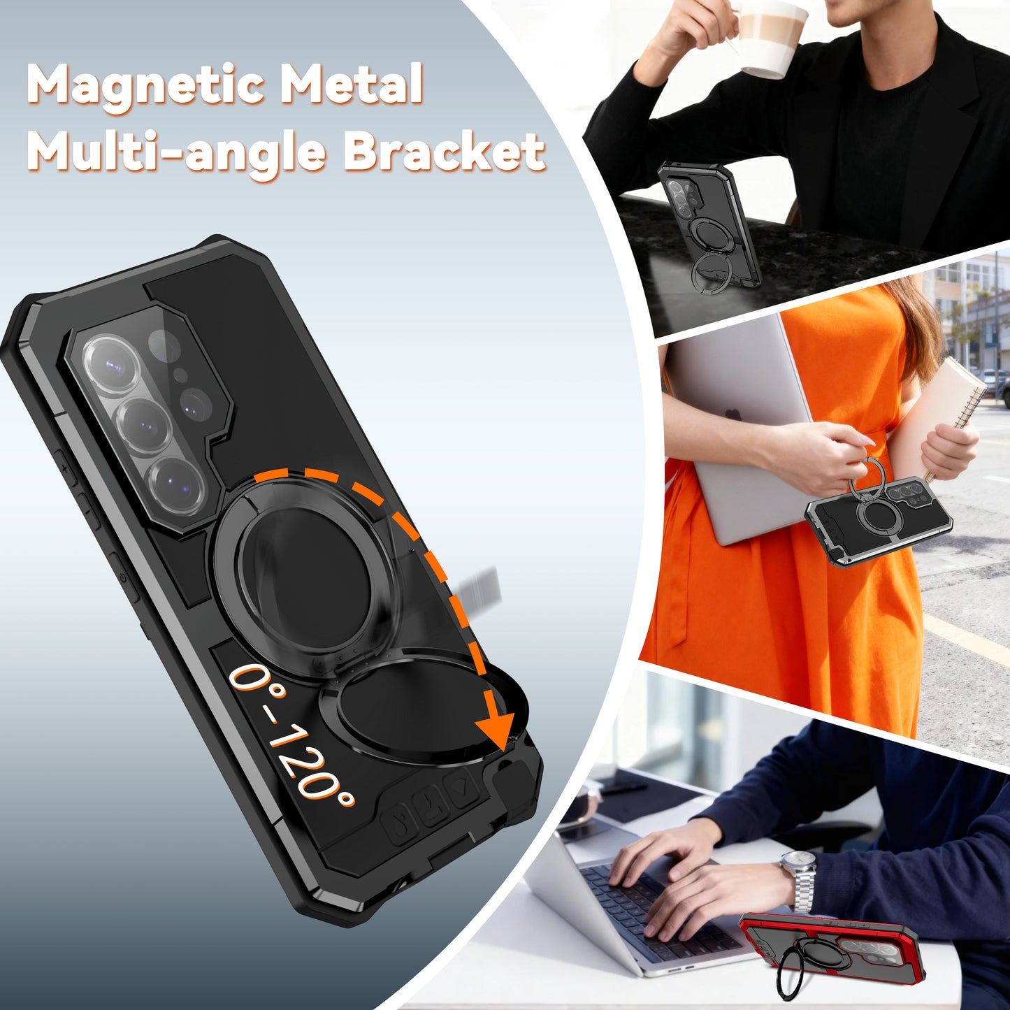 R-Just Kickstand IV MagSafe Lens Protector IP67 Metal Outdoor Military Heavy Duty Case Cover
