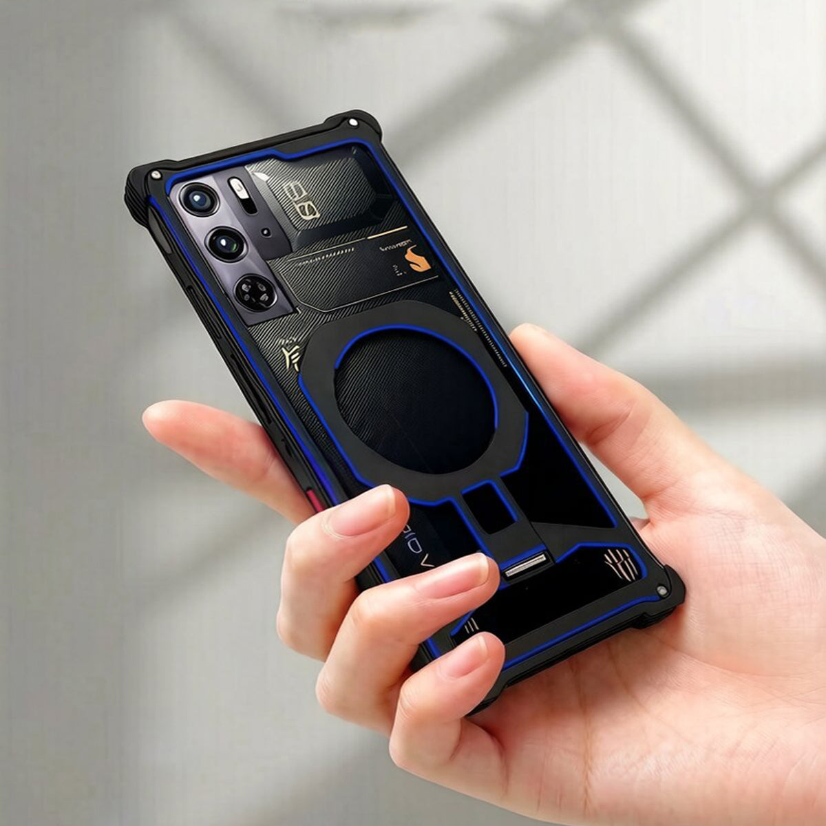 iy Bicolor Iron Palm MagSafe Aluminum Alloy Kickstand Shockproof Metal Case Cover