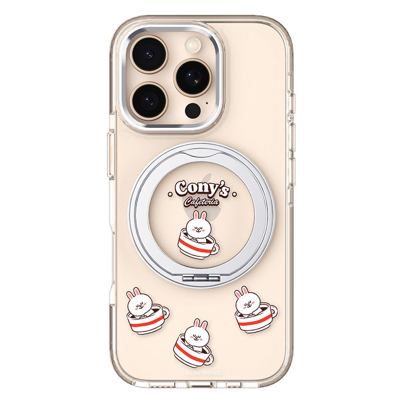 Line Friends MagSafe Pivot Ring Stand Shockproof Transparent Case Cover