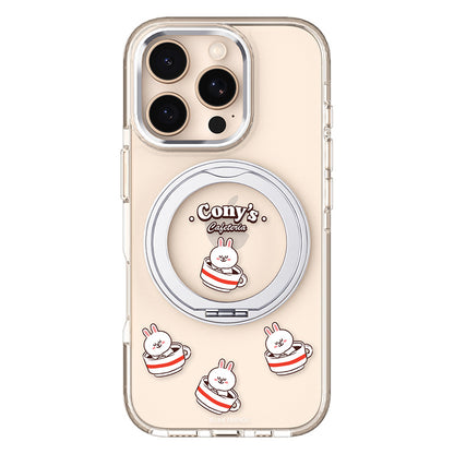 Line Friends MagSafe Pivot Ring Stand Shockproof Transparent Case Cover