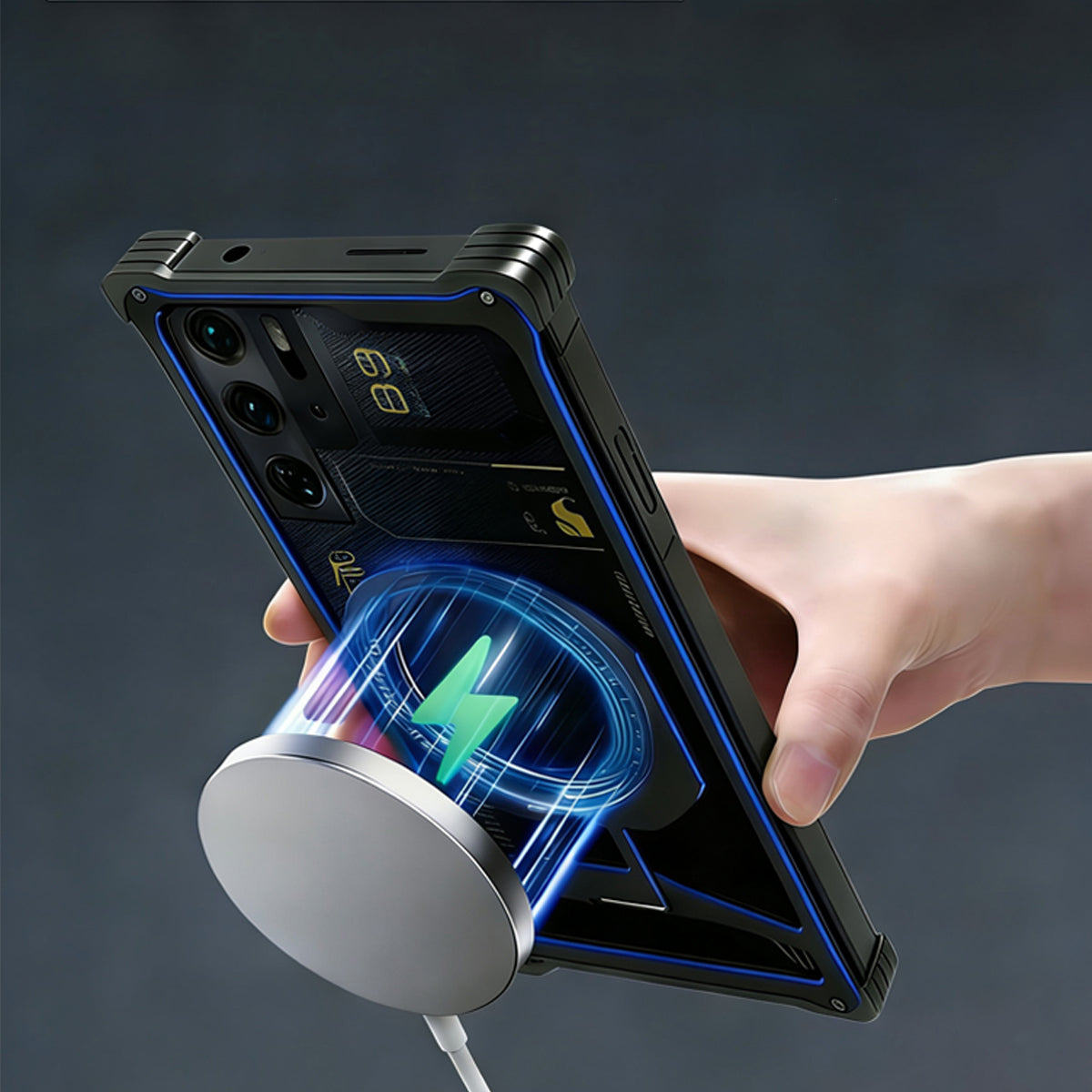 iy Bicolor Iron Palm MagSafe Aluminum Alloy Kickstand Shockproof Metal Case Cover