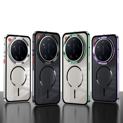 Armor King MagSafe Elastic Buckle Heat Dissipation Metal Bumper Frosted Acrylic Back Case Cover