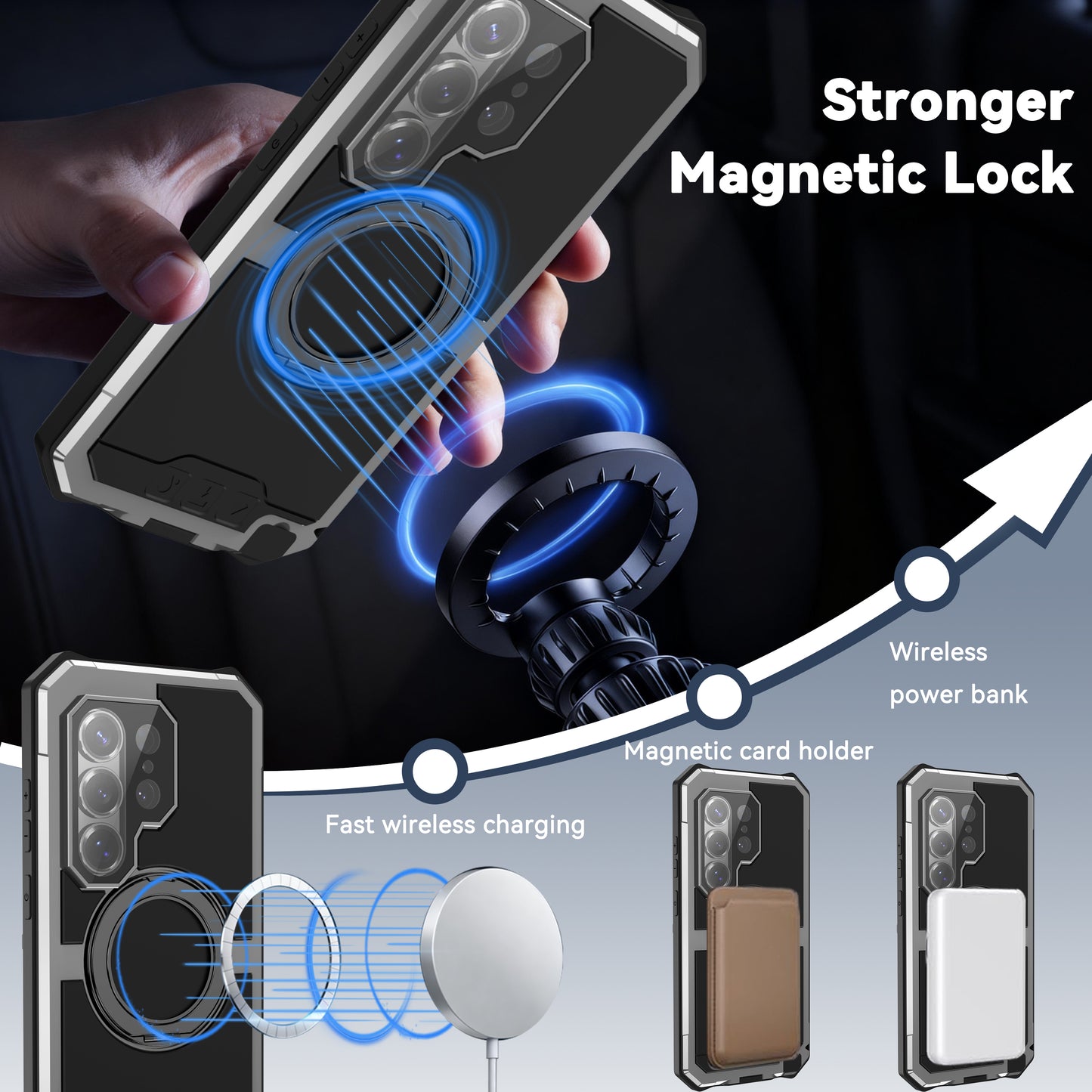 R-Just Kickstand IV MagSafe Lens Protector IP67 Metal Outdoor Military Heavy Duty Case Cover