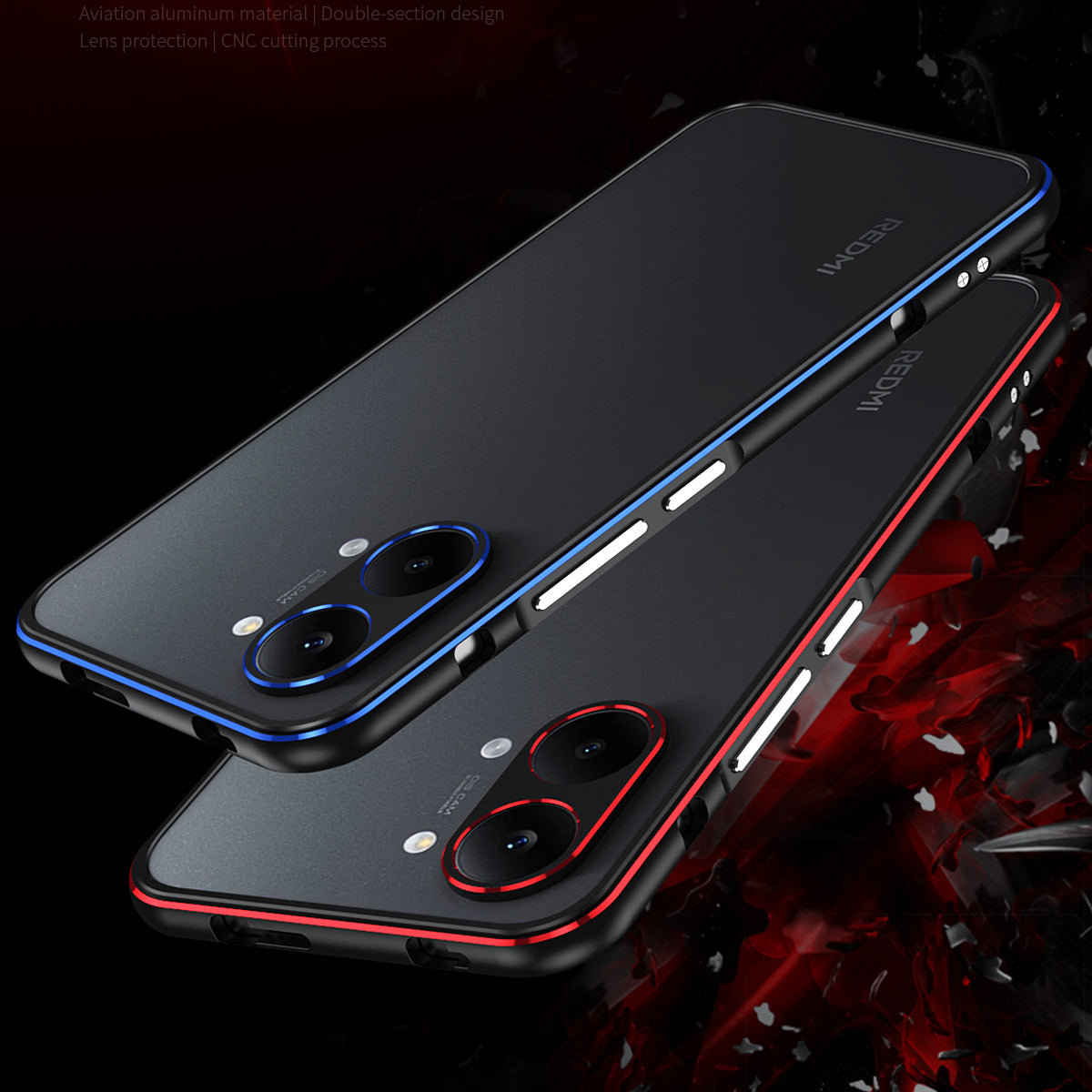 iy Aurora Sword Lens Protector Bicolor Aluminum Bumper Case for Xiaomi Redmi Turbo series Phones