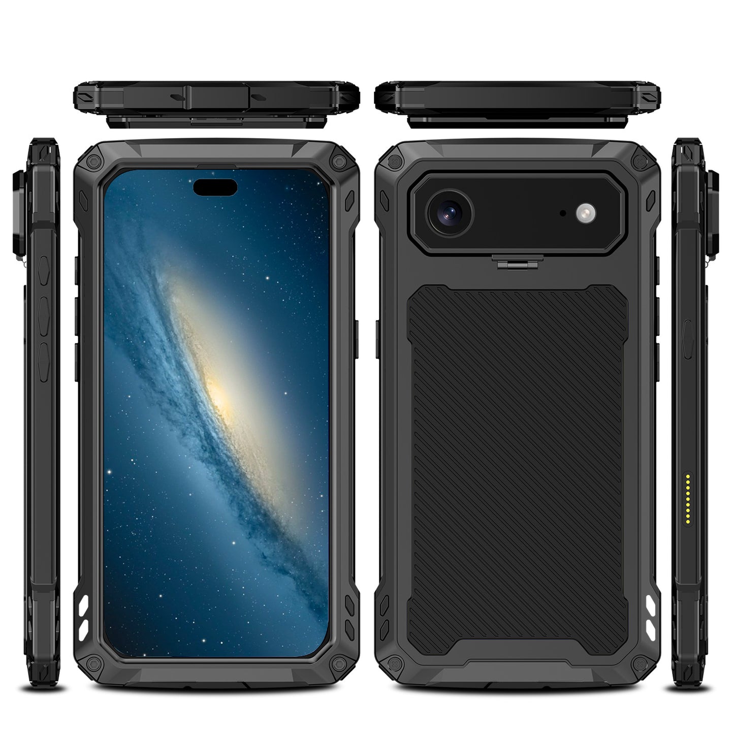 Armor King Silver Shield MagSafe Lens Protector Kickstand Military Heavy Duty Metal Case