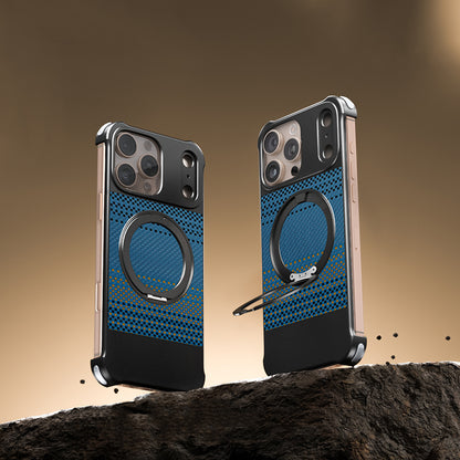 Armor King Bezel-less Leatherette Back Air Cushion MagSafe Metal Case Cover