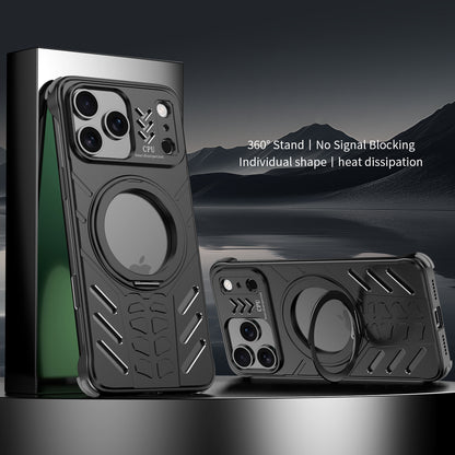 Armor King Knight MagSafe 360° Rotation Kickstand Heat Dissipation Thermal Air Cushion Metal Case Cover