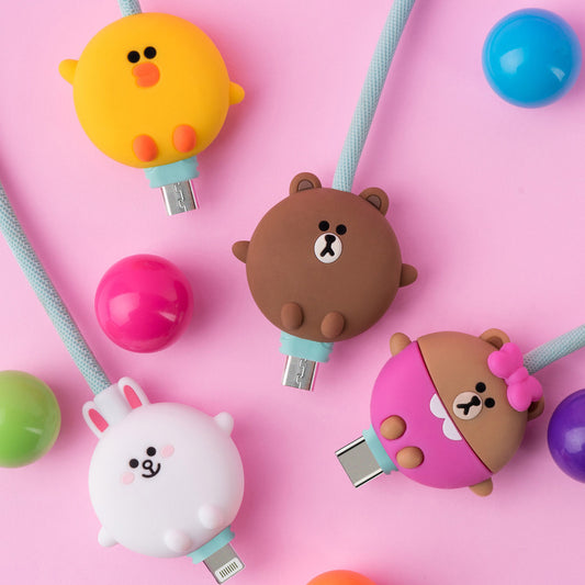 Line Friends Character 3D Silicone Apple Lightning / Type-C / Micro USB Cable