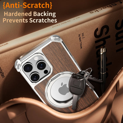 Armor King Yamu MagSafe Pivot Ring Stand Walnut Wood + Metal Case Cover