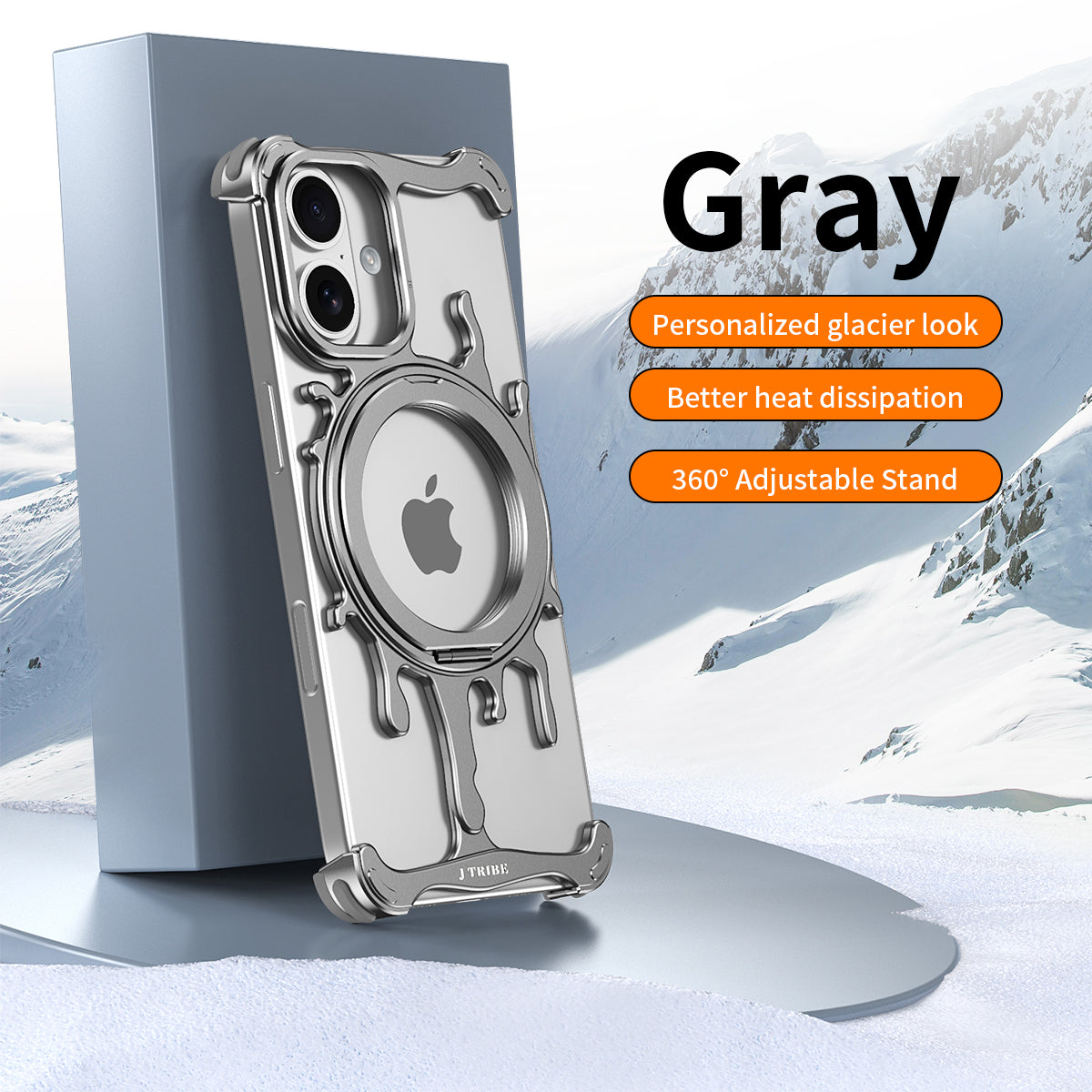 Armor King Glacier MagSafe Pivot Ring Stand Air Cushion Shockproof Metal Case Cover