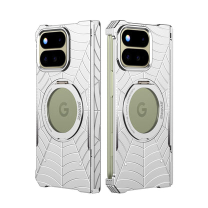 Armor King Spiderweb MagSafe Pivot Ring Stand Shockproof Frameless Metal Case Cover
