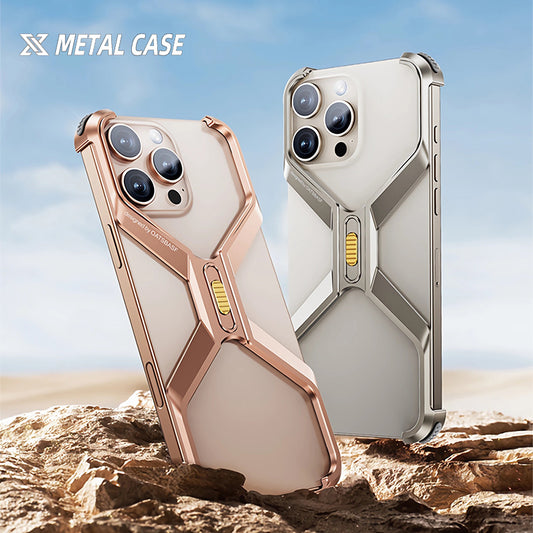 Oatsbasf X-Shape Aluminum Alloy Frameless Slim Bumper Shockproof Metal Case