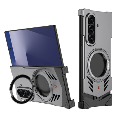 Armor King Supercar MagSafe Pivot Ring Stand Elastic Buckle Frameless Metal Case Cover