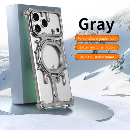 Armor King Glacier MagSafe Pivot Ring Stand Air Cushion Shockproof Metal Case Cover
